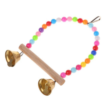 Colorful Beaded Bird Swing with Bells