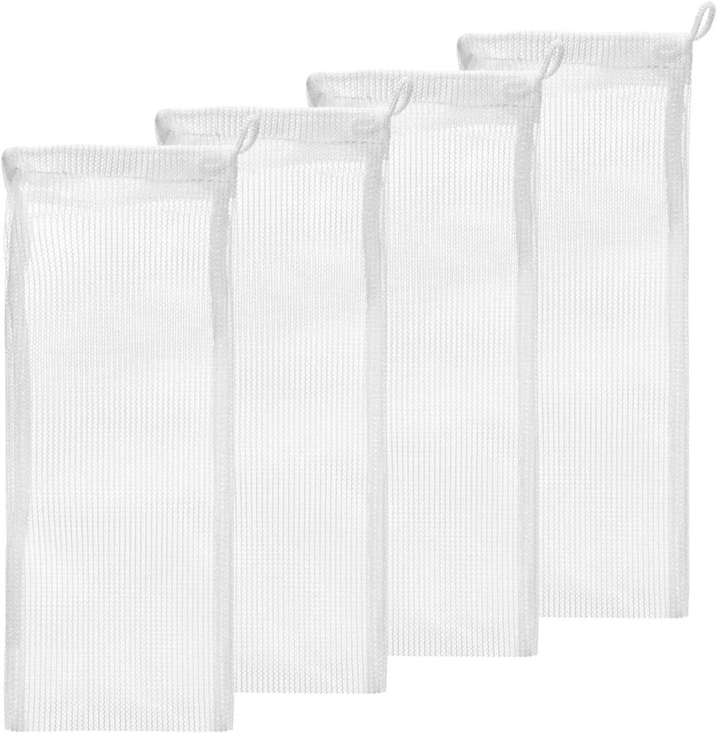 High Flow Filter Media Bag - Durable Filter Bags for Fish Tank, Secure Aquarium Media Bag with Drawstring, Media Bags for Aquarium and Pond, High Flow (White), 3” X 8” – 4 Pack