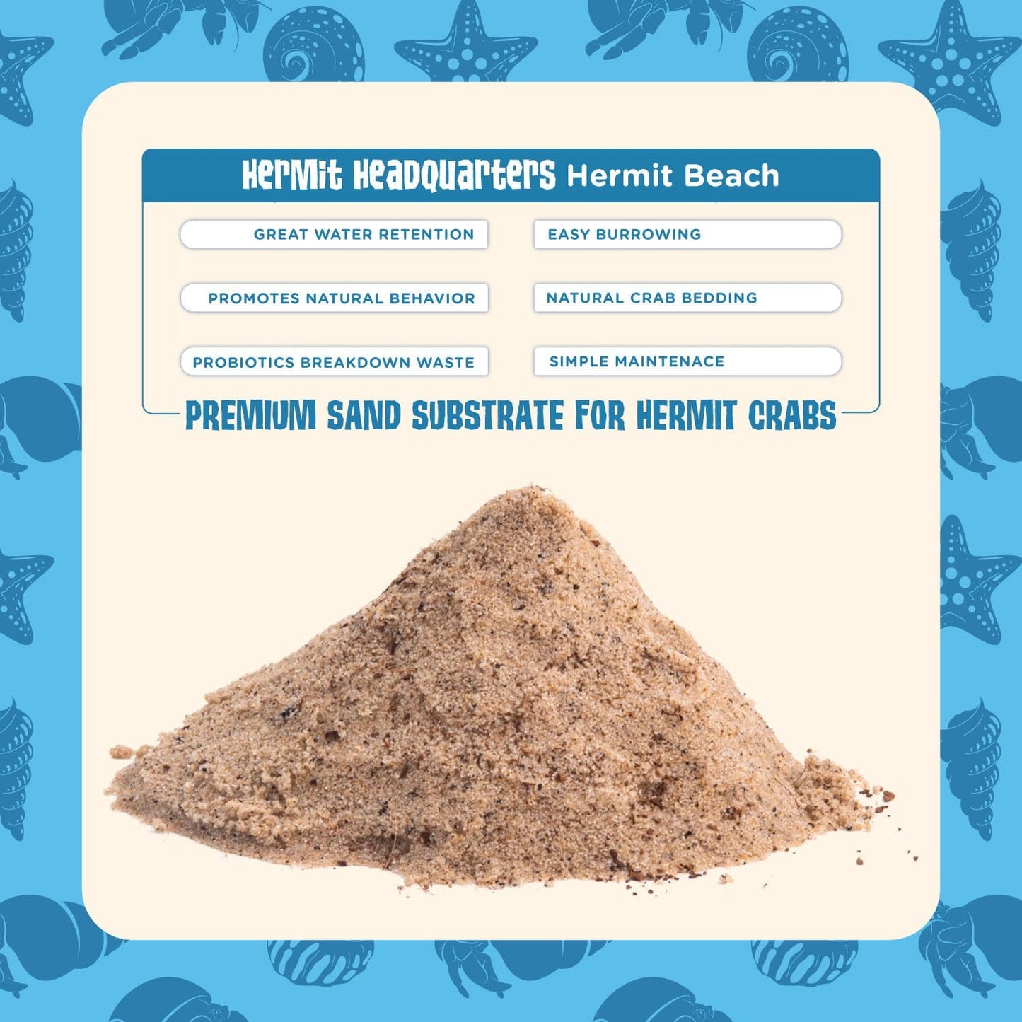 All Natural Premium Hermit Crab Sand Substrate, Sand Mixture with Coconut Fiber, for Hermit Crab Tanks, 6 Lbs.