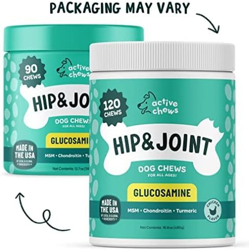 Glucosamine for Dogs Soft Chews 120 Ct - Hip and Joint Supplement for Dogs with Chondroitin, Turmeric & MSM - Dog Joint Supplement + Vitamin E for Small, Large Breed & Senior Dogs Mobility Support