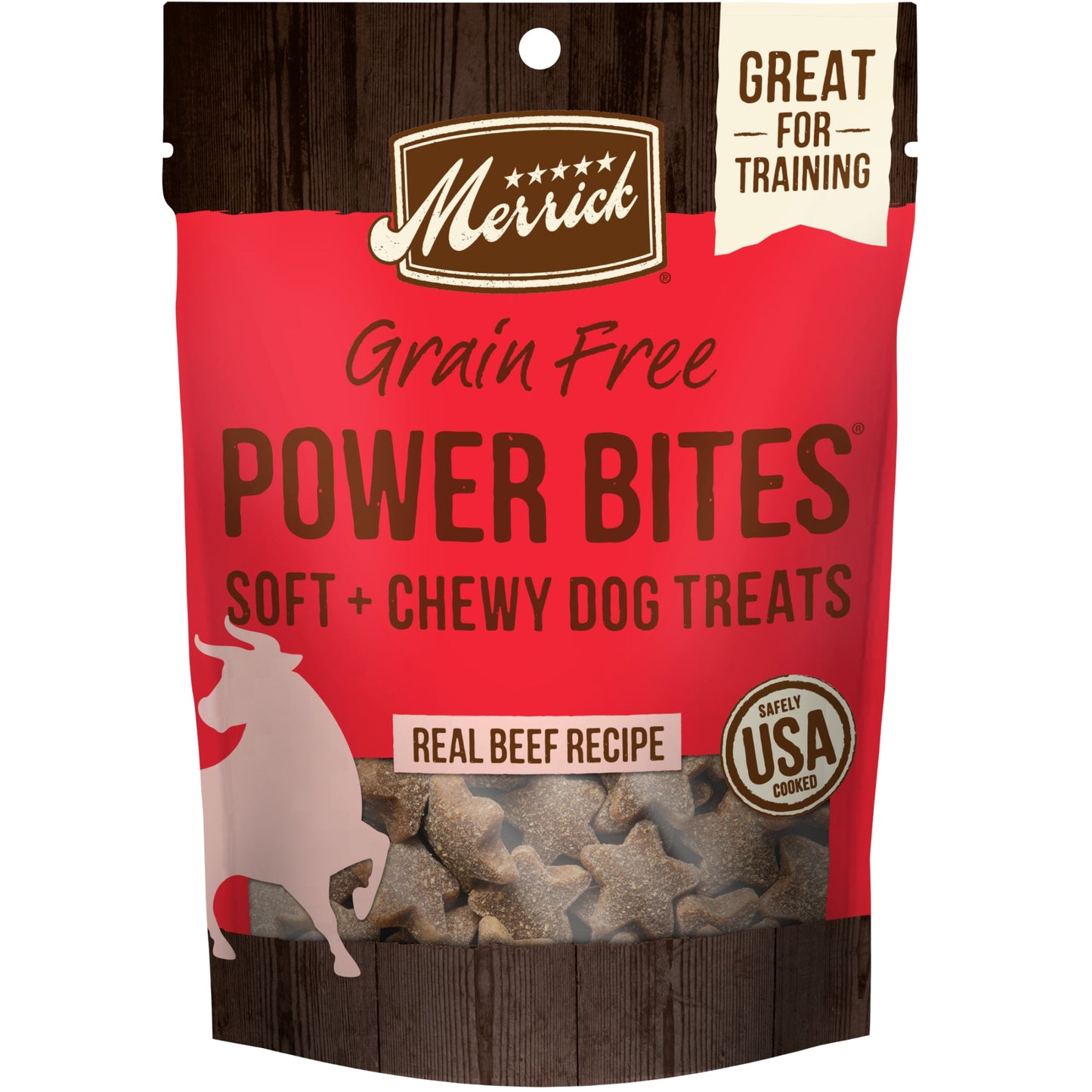 Power Bites Natural Soft and Chewy Real Meat Dog Treats, Grain Free Snack with Real Beef Recipe, 6 Oz. Bag