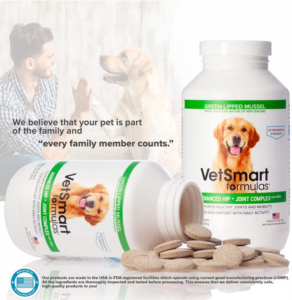 Vetsmart Advanced Hip and Joint Complex with MSM - Provides Relief of Dog Joint Pain - 100% Natural Pain Relief