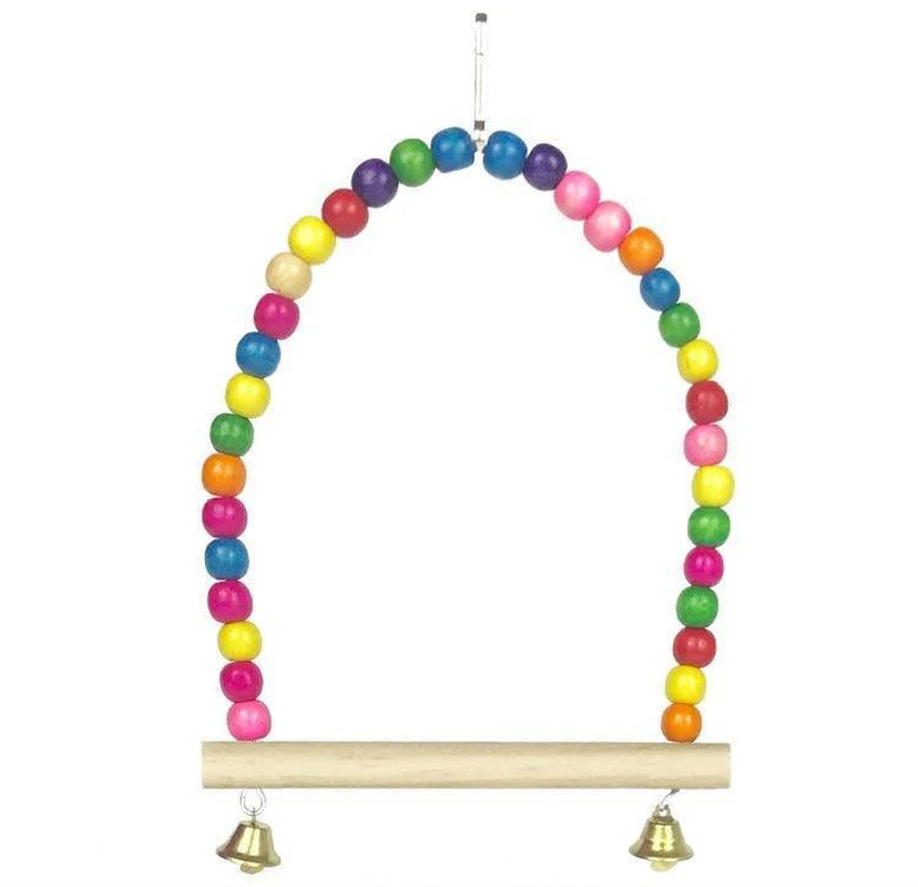 Colorful Beaded Bird Swing with Bells