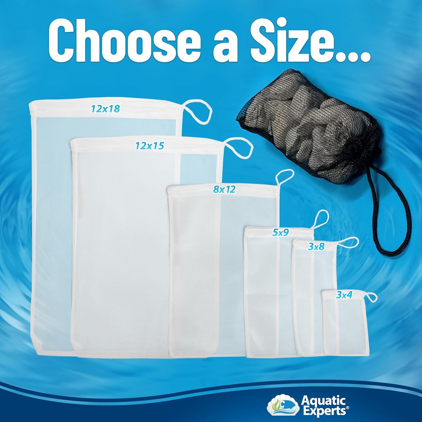 High Flow Filter Media Bag - Durable Filter Bags for Fish Tank, Secure Aquarium Media Bag with Drawstring, Media Bags for Aquarium and Pond, High Flow (White), 3” X 8” – 4 Pack