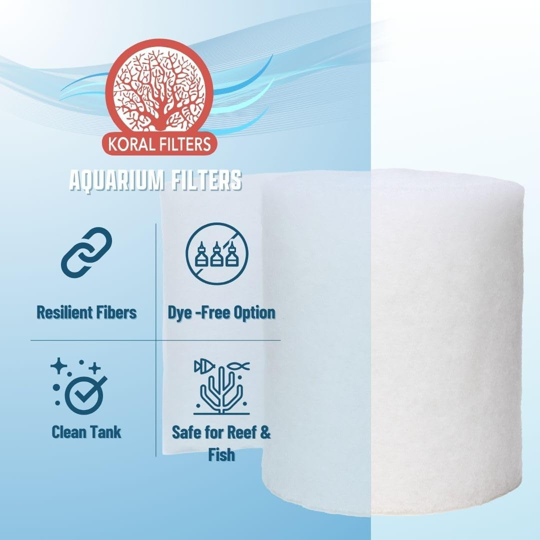 Premium Aquarium Filter Media Pad - Cut-To-Fit Roll, Fresh and Saltwater Safe, Blue & Dye-Free Options, Made in USA (Dye Free, 12"X72" (6 Ft) X 0.75)